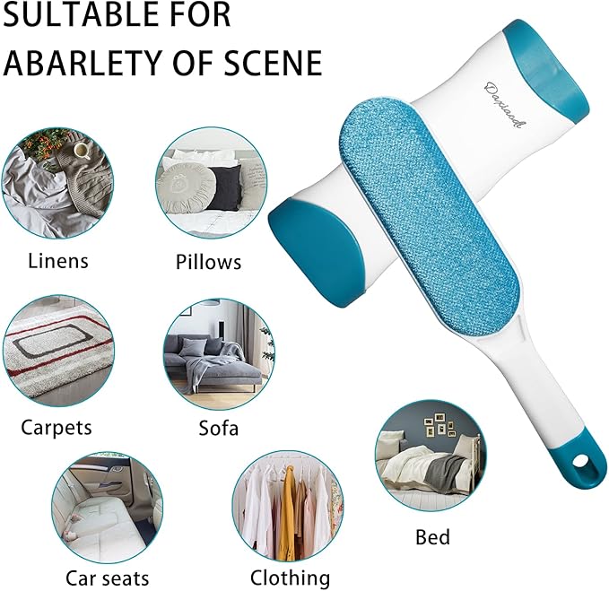 2 Pack Furniture Lint Remover Brushes, Double Sided Self Cleaning Loose Hair Catcher for Pet, Hair Cleaner for Clothes, Sofa, Carpet