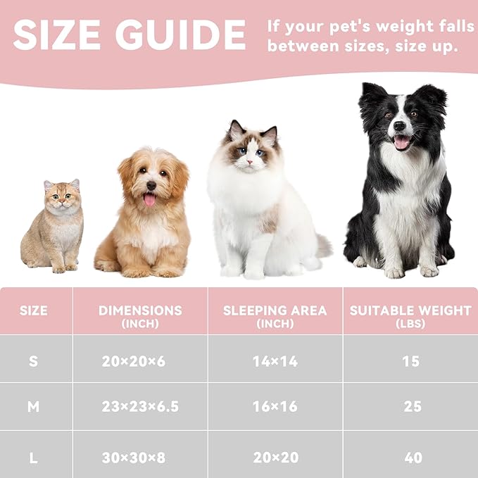 30in Round Dog Bed Sofa for Small/Medium/Large Dogs, Machine Washable Supportive Foam Pet Couch with Washable Removable Mat and Non-Slip Bottom, Pet Cuddler for Indoor/Outdoor/Car/Cage, Cream