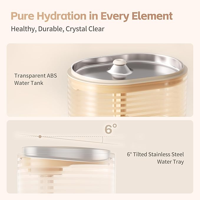 Enabot EBO ROLA Cat Water Fountain Cordless: Battery-Operated Smart Pet Fountain, Pumpless Cat Water Dispenser, Stainless Steel Tray, Wireless Cat Fountain w/Phone App (2.4 GHz Only)