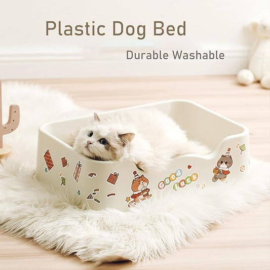 Plastic Cat Bed 100% Recycled Plastic - Cat Bed Durable Washable Breathable & Antislip Easy to Clean Great for Small -Orange
