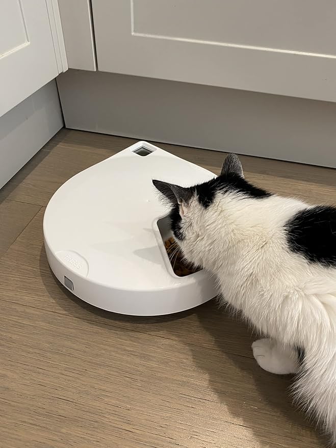 Cat Mate C500 5 Bowl Digital Timer-Controlled Automatic Pet Feeder - 5-Meal Feeder with Stainless Steel Bowl and Ice Packs, Wet or Dry Food, 5 Meals Up to 0.73 lb Each, White