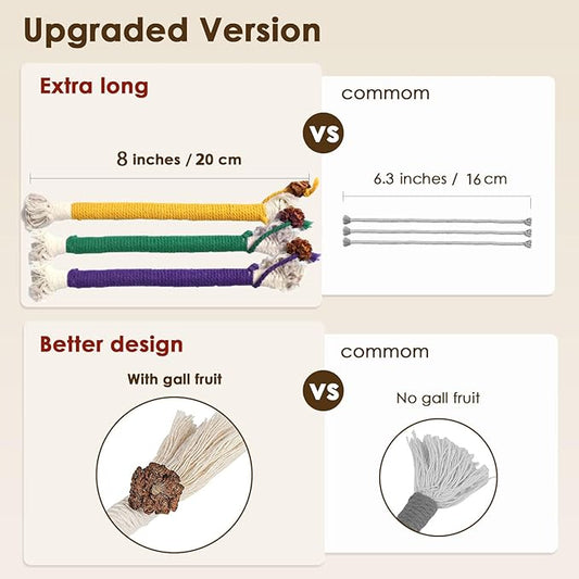 3 PCS Cotton Rope Cat Toys for Indoor Cats, Interactive Cat Rope Toys with Silvervine Fruit for Cats and Kittens, Handmade Pet Chew Toys for Teeth Cleaning