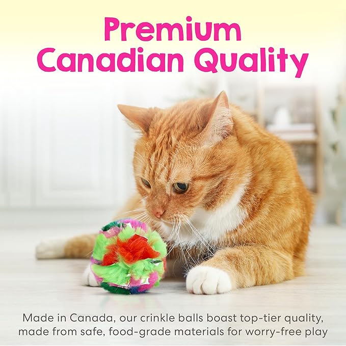 Jumbo Cat Crinkle Ball Toy – 12-Pack of 3.5" Interactive Indoor Kitten & Cat Toy – Soft, Sparkle, Lightweight, Safe for Play–Irresistible Crinkly Sound for Active, Suitable for Larger Cats