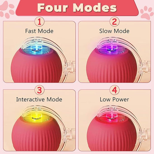 New Interactive Rolling Dog Ball, 360° Smart Interactive Pet Toy Ball, Self Rolling Dog Ball Toys, Electric Balls for Small Medium Dogs Cats (Red&Grey 2PCS/Set)