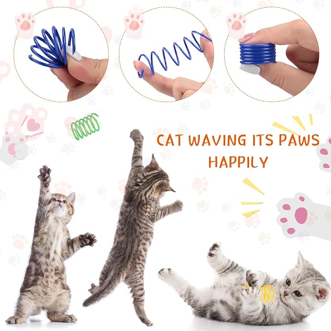 Shappy 150 Pcs Cat Toys Bulk Kitten Toys Pack Variety Funny Interactive Gift Including Mice Rainbow Balls Spring Crinkle Balls for Indoor Cat Kitty Kitten(Classic)