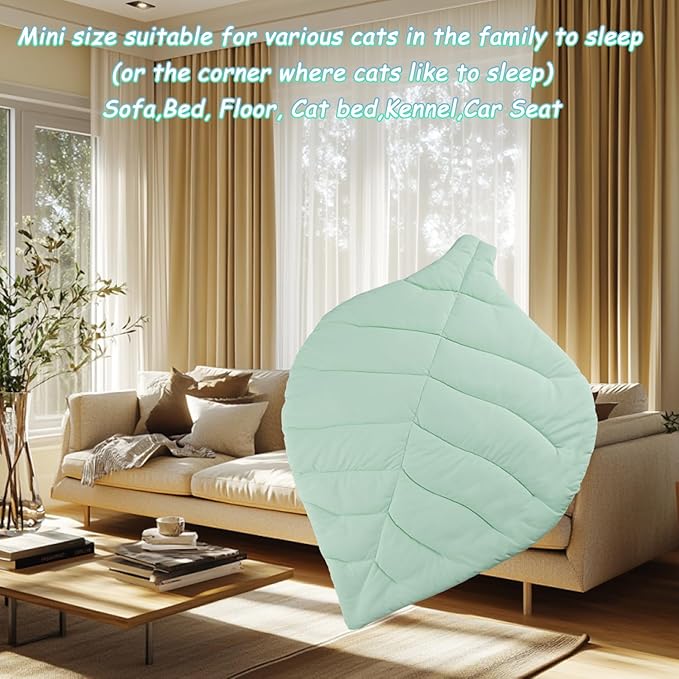 Cat Cooling Mat Pet Leaf Shaped Pad 26.5"x19.5" Breathable Durable Easy to Clean Pet Cool Mats for Cat and Small Dog use in Floor,Bed,Sofa,Chair,Kennel (Light Green)