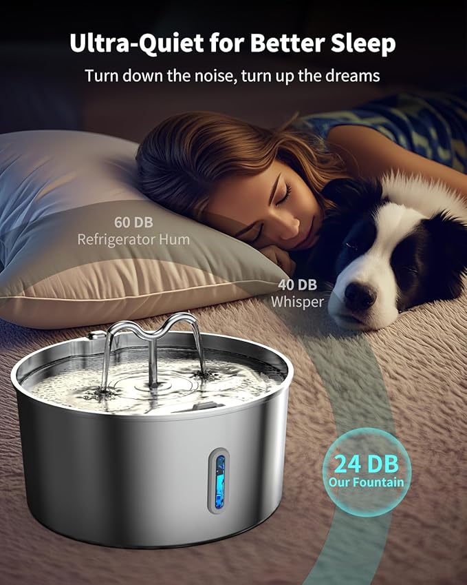 Dog Water Fountain Stainless Steel, 7L/236oz Dog Water Bowl Dispenser for Large Dogs, Automatic Cat Water Fountain