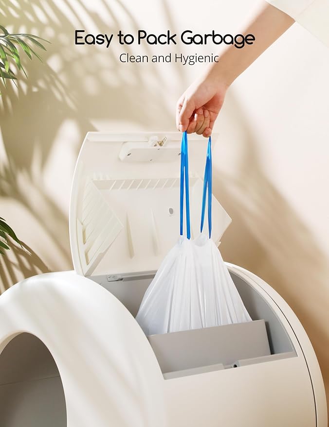 MeoWant Cat Litter Box Liners, Drawstring Receptacles Bags Thickened Waste Bag for MeoWant MW-SC01/MW-SC02 Automatic Cat Litter Box, 20pcs