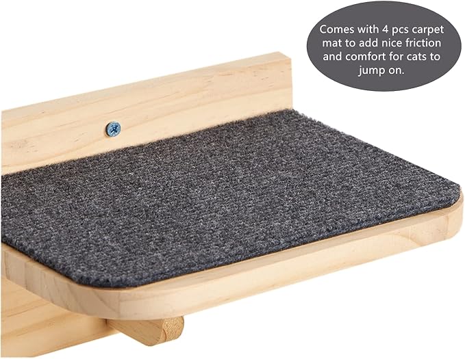 SHENGOCASE 9.8" x 7.1" Solid Wood Wall Mounted Large Cat Step, Cat Wall Furniture, Shelves Stairs Perch