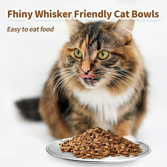 Fhiny 12 PCS Stainless Steel Cat Dish Set, 6.7" Wide Shallow Kitten Feeding Plate Replacement Basic Small Pet Bowl Metal Flat Dish for Stray Cats & Dogs