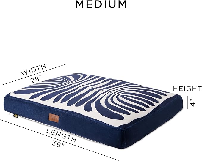 TOWN & COUNTRY LUXE CuddleTown Matisse Everwash® Pillow Pet Bed, Water Repellent Floor Pillow, Machine Washable Cover, Soft & Calming, Navy Blue, Medium 36"x28"x4"