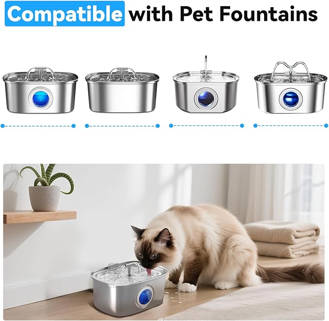 40 Packs for Cat Water Fountain Filters Replacement, Compatible with Neareal 108oz/3.2L Cat Fountain for Drinking Dog Water Dispensers (20 Replacement Water Filter + 20 Pre-Filter Sponges)