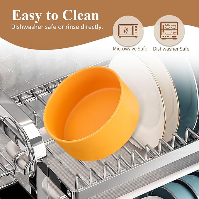 Ceramic Elevated Raised Cat Bowl with Wood Stand No Spill Pet Food Water Feeder Cats Small Dogs