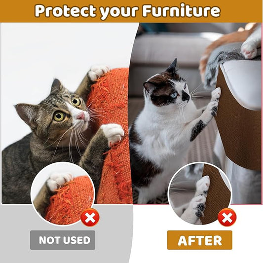 Cat Scratching Mat Self-Adhesive, 78.7"x15.8" Trimmable Cat Scratch Furniture Protector, Durable Cat Scratch Pad for Couches, Cat Trees, Walls, Easy to Install for Cat Owners