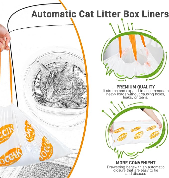 Cat Litter Bags for Automatic Litter Box Liners Compatible with MeoW SC01/C02/LR01, Waste Bags for X & MAX, 22" 12.8" 50 Count