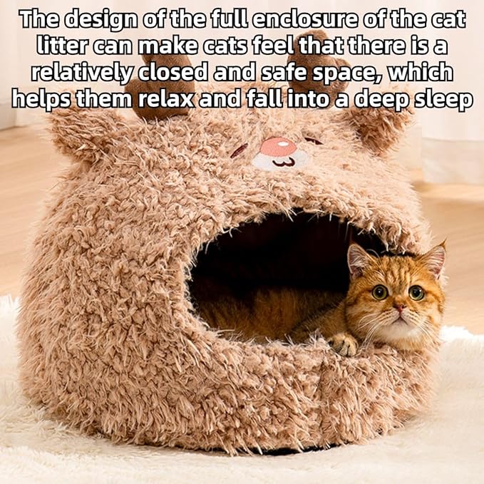Animal Design Pet Bed Cat Dog Bed for Indoor Cats Pet Tent Cave with Removable Cushion Plush Half-Enclosed Warm House for Cats Small Dogs Kitten Puppy Sleeping (Alpacas,Large)