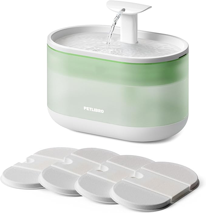 PETLIBRO Cat Water Fountain, 71fl oz/2.1L Ultra Quiet Pet Water Fountain for Cats Inside, BPA-Free, Two Flow Modes,Visible Water Level Dog Water Dispenser, Upgraded Cat Water Bowl with 4 Large Filters