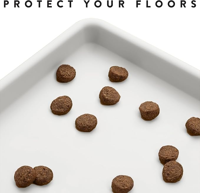 CatGuru Cat Food Mat, Small & Large Pet Feeding Mat, 100% Waterproof Cat Placemat for Food and Water, Silicone Mats for Cats Bowls, Non-Slip Mat for Pet Bowl or Fountain (Small, Marshmallow)