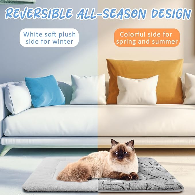 2 Pack Self Warming Cat Mat Self Heating Pad Bed Reversible Machine Washable Reflects Body Heat Warm Thermal Pet Pad Crate Blanket for Feral and Indoor Cat(Double Star,22'' X 18'')