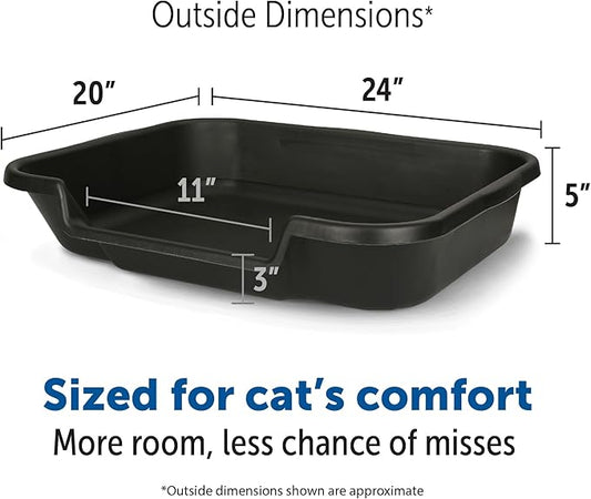 KittyGoHere Senior Cat Litter Box 2 Pack, Large Black Low Entrance Kitty Litter Box, Sized for Cats Comfort, Perfect for Senior and Arthritic Cats, Made in USA – Includes Long-Handle Jumbo Scoop