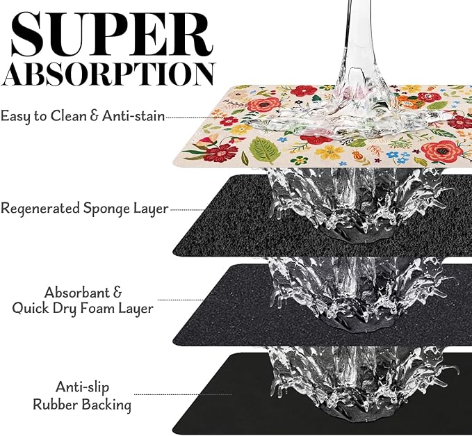 Dog Food Mats for Floors, Absorbent Quick Dry Pet Cat Food Mat, Dog Bowl Mats for Food and Water Dispenser Mat, Eco-Friendly Dog Accessories Pet Supplies 17"x30"