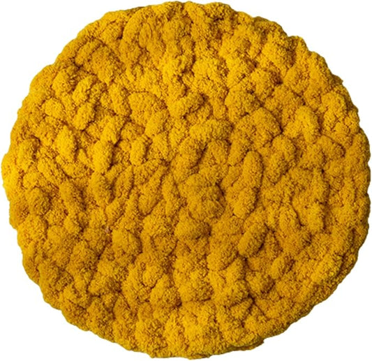 Cat Knitted Bed Mat, Extra-Soft Washable Warm Round Pads Cushions for Indoor Kittens, Cat Trees Towers, Perfect for Kneading and Sleeping (Yellow,Large)