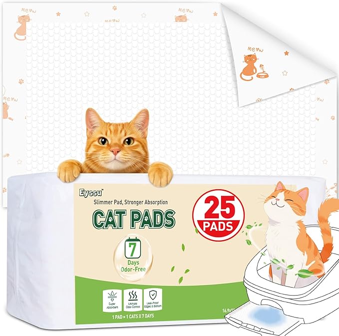Litter Pads Compatible with Breeze Litter Box System, 25ct Super Absorbent Pee Pads for Cats, Odor Control Cat Pads Refills 16.9 X 11.7 Inch, Unscented
