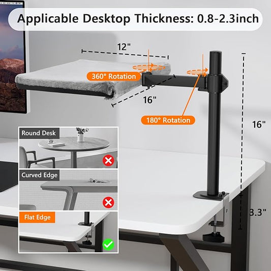 Cat Desk Bed - Perfect Cat Hammock for Your Desk Perch Adjustable Steel Frame Soft Fabric Removable Washable 16 inch Unique and Modern cat Furniture
