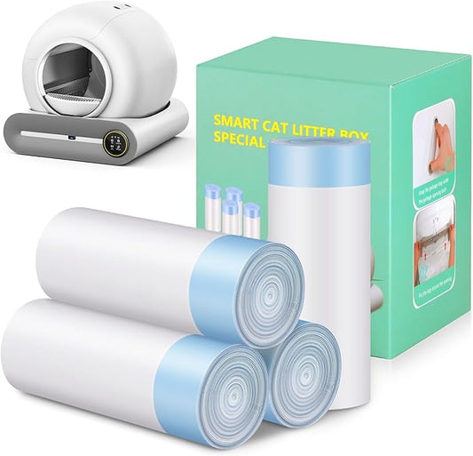 4 * 20 Count Trash Bags for Automatic Cat Litter Box Self Cleaning, Replacement Extra Large Liners for Robot Box, 4 Rolls Drawstring Waste Bags, 18 x 18 Inches(4 Rolls/80 Counts)