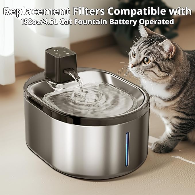 18+18 Pack Cat Water Fountain Filter & Sponges for 152oz/4.5L Wireless Cat Water Fountain,Triple Filtration System for PTM-643 models
