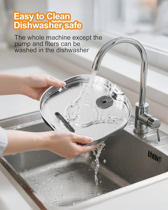 Cat Water Fountain Stainless Steel: 2.2L Pet Fountains for Cats Indoor Automatic Cat Fountain for Drinking Small Animal Water Bowl Dispenser Quiet Kitty Watering Supplies -for Small/Medium Cats & Dogs