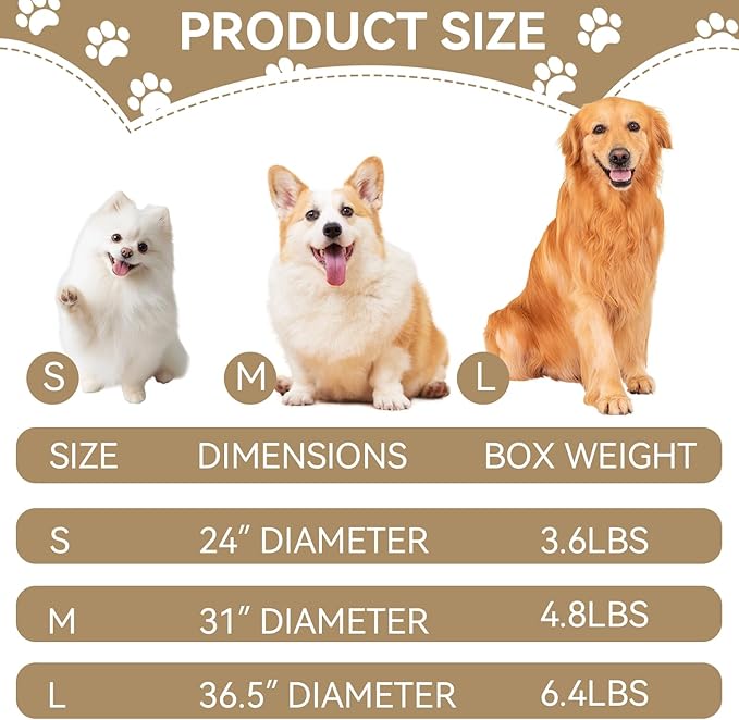 Athena Collection Washable Dog Bed Medium Size Dog, Cat Bed for Indoor Cats, 31 Inches Fluffy Faux Fur Round Pet Bed Calming Cozy Soft Warming Donut for Medium Puppy Kitten, Beige