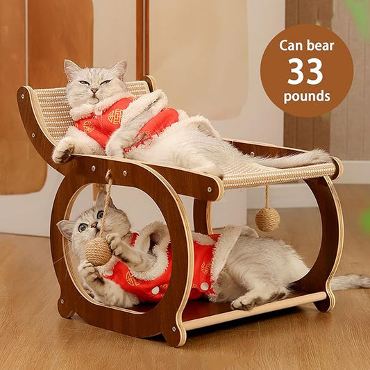 Mellowkin Cat Scratcher Couch, Double-Layer Lounger Cat Scratcher, The Claw Lounge, 2-in-1 Cats Scratch Pad and Lounger, Wear Resistant Scratching Sisal Chair for Indoor Cats (C)