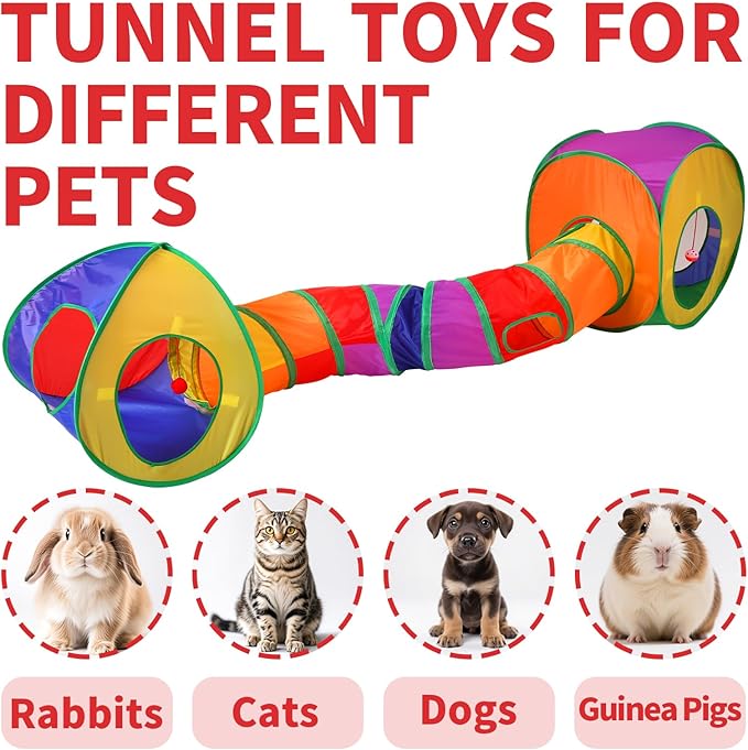 Coolcandy Cat Tunnel & Interactive Cat Toy Indoor, Cube Tent Shape Tunnel Toys for Indoor Cats, Collapsible Interactive Peekaboo Cave with Play Ball, for Multi-Way Play & Small Animals