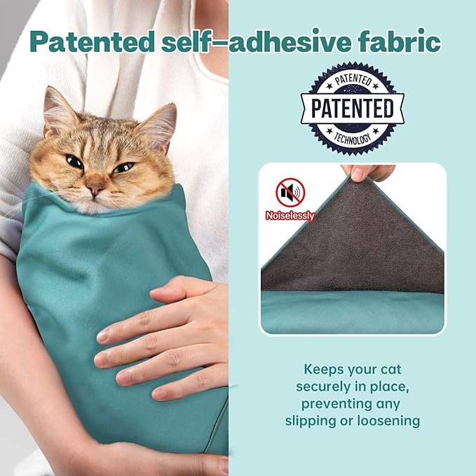 Paw Legend 35.4" Cat Wrap for Grooming Cat Wrap for Cutting Nails Cat Restraint for Nail Clipping Self Adhesive Blanket Restraint Cloth for Cats Within 22lbs