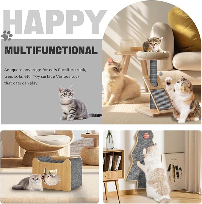 118"x15.8" Cat Scratch Couch Furniture Protector, Adhesive Cat Scratch Pad Deterrent for Furniture, DIY Climbing Anti Cat Scratcher Couch Protector from Cat Claws Scratching for Indoor (LightGrey)