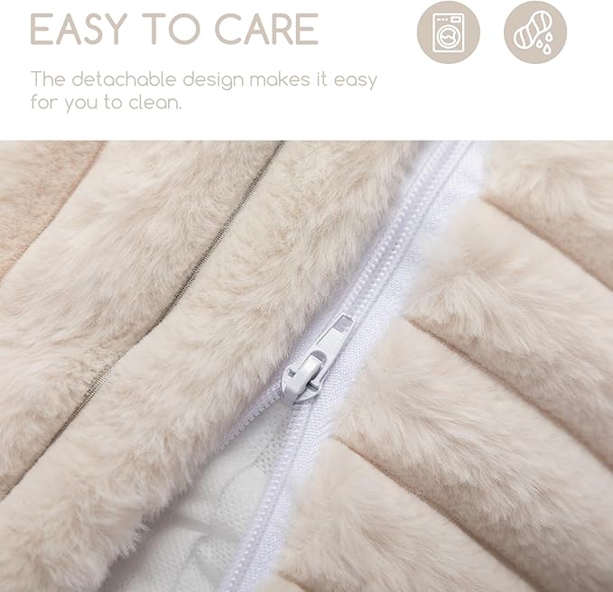 Hollypet Cat Bed Fluffy Plush Mutifuctional Double-Layer Soft Pet Couch Orthopedic Sofa Nest Beds for Small Cats and Dogs, Cream (21x15x8 inch)