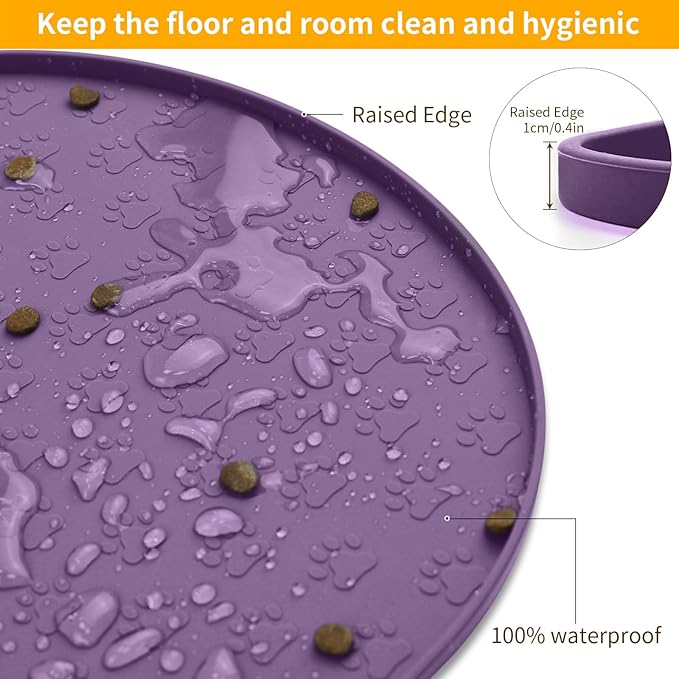 KPWACD Dog Food Mat Anti-Slip Bowl Mats for Food and Water, High-Lips Waterproof Pet Placemat Prevent Messy Spills to Floor, Silicone Puppy Feeding Trays for Large Medium Small Dogs Cats