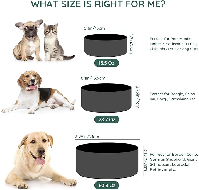 SPUNKYJUNKY 60OZ Ceramic Dog and Cat Bowl, Modern Cute Weighted Food Water Bowl for Replacement Black (1 Pack)