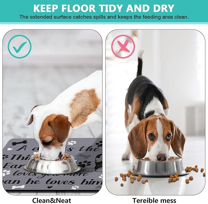 Pet Feeding Mat for Floors Waterproof Dog Mat for Food and Water Absorbent Quick Dry Non Slip mat for Cat Bowls