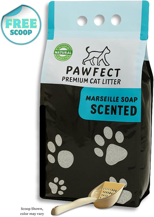 Marseille Soap Scented Cat Litter – 17.2 lb / 9L, Fast Clumping, Natural Odor Absorption, Lightweight Formula, Made with Turkish White Bentonite