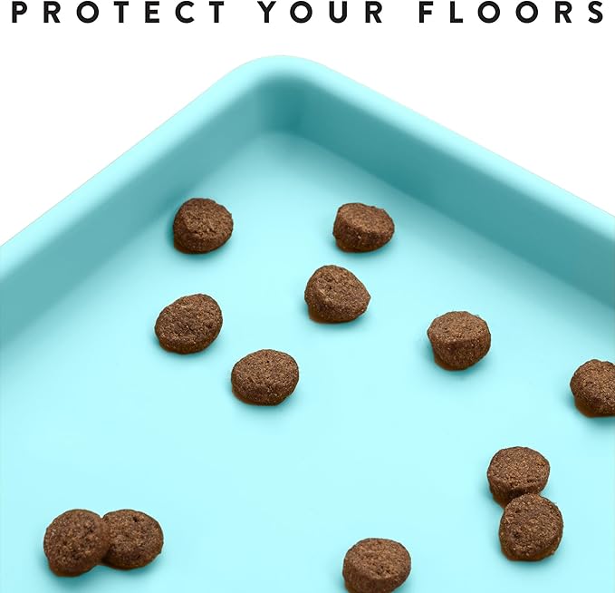 CatGuru Cat Food Mat, Small & Large Pet Feedingd Mat, 100% Waterproof Cat Mats for Food and Water, Silicone Mats for Pet Bowls, Non-Slip Placemat for Water Bowl or Fountain (Small, Aruba)