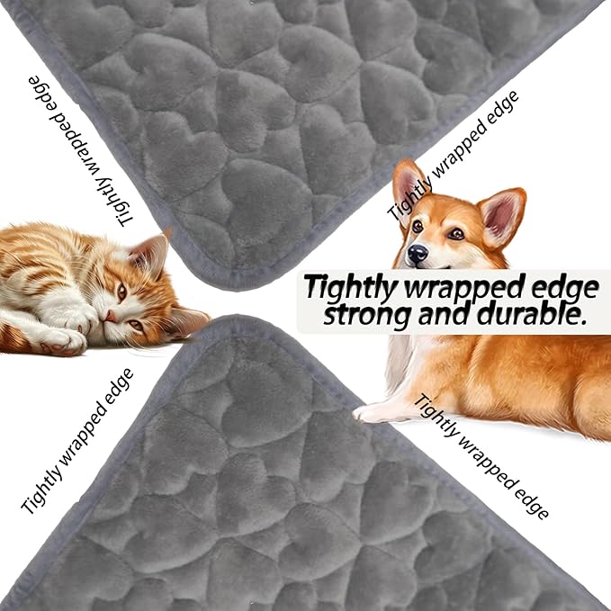 Dog Bed Mat 35"x27" Love Heart Shaped Crate Mat Fluffy Soft Washable Pet Pad Blanket for Indoor Bed Couch Sofa Floors Cat and Dogs Sleeping Mattress (Gray)