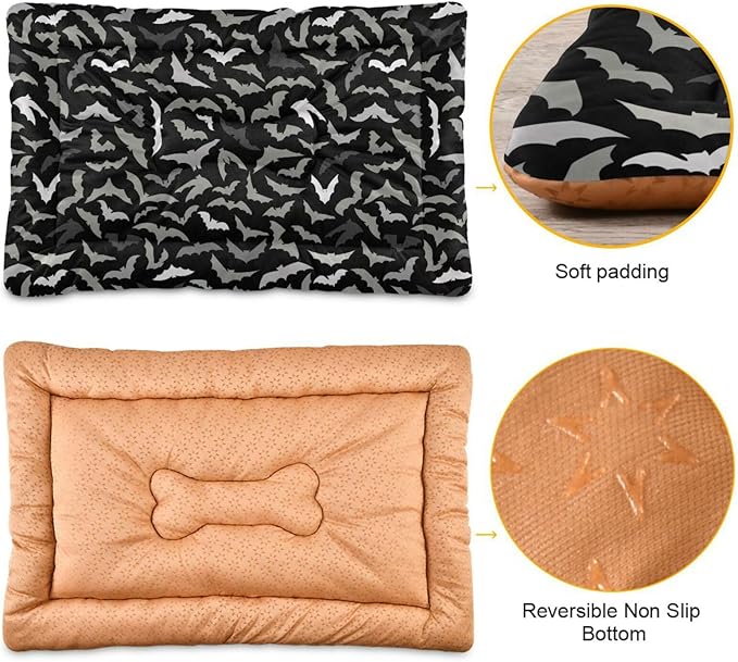 Pet Bed Halloween Bats Dog Bed Mat Absorbing Non Slip Pad Pet Sleeping Mat for Small, Medium, and Large Dogs Puppy Cat 36 in x 24 in