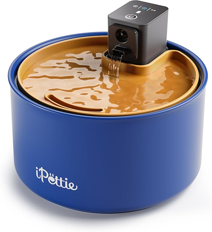 iPettie Ceramic Cat Water Fountain, 3.5L Cordless Pet Water Dispenser with 3 Water Modes, Ultra-Quiet Pump, Rechargeable 3000mAh Battery, BPA-Free Ceramic & ABS, Auto Low Water & Battery Alerts