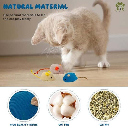 Cat Mice Toy 6-Pack Plush -Filled Mice Toys for Indoor Cats - Realistic Design