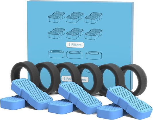 Cat Water Fountain Filters Replacement: 6 Carbon Filters + 6 Sponge Filters - Pet fountain with filter for keeping water fresh and clean, for 2L Cat Fountain H3 GOOSTOO
