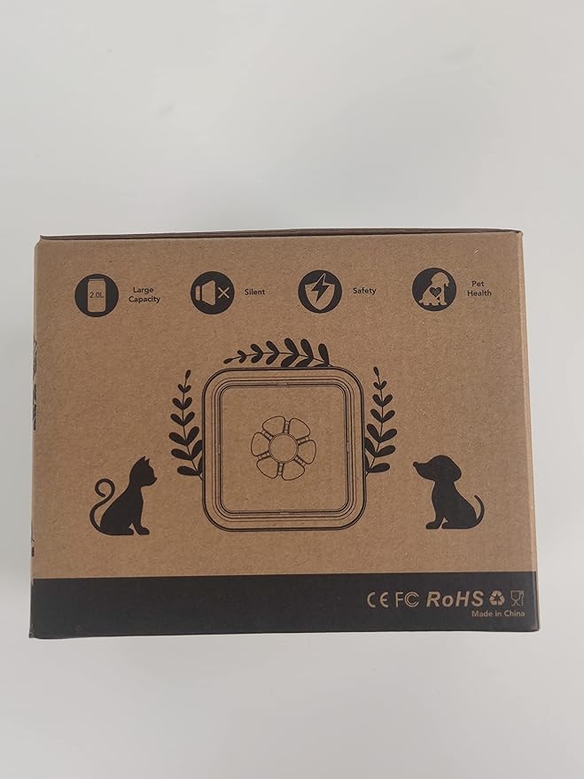 Cat Water Fountain 2 Liter : Cat Fountains for Drinking with Light - Small Pet Water Fountain - Kitty Water Fountain Cute - Cat Fountains for Drinking Easy to Clean - Including 4 Filters + 2 Sponges