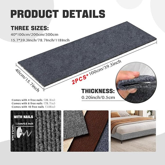 Cat Scratching Climbing Carpet Mat, Adhesive Trimmable Cat Scratcher Furniture Protector, Cat Post Covered Pad Replacement for DIY Cat Tree Shelf Steps Couch Corner Wall(Darkgrey,78.7x15.8In)