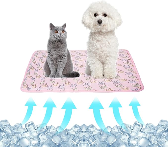NACOCO Pet Cooling Mat Cat Dog Cushion Pad Summer Cool Down Comfortable Soft for Pets and Adults (M, Pink)